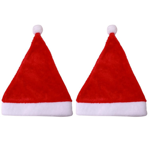 2Pcs / Set Soft Plush Christmas Hat for Adult, Santa Claus Cap Decoration Gift Christmas Party New Year Supply