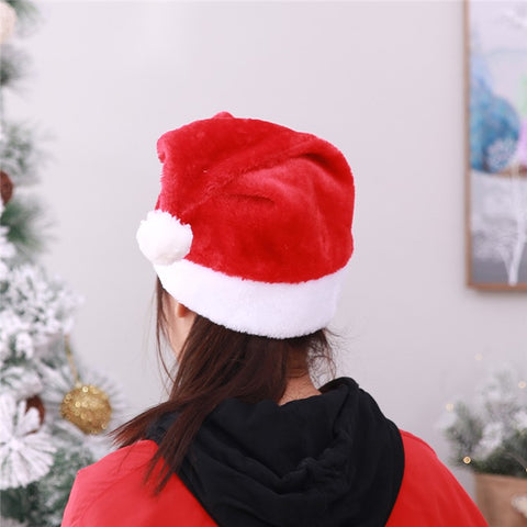 2Pcs / Set Soft Plush Christmas Hat for Adult, Santa Claus Cap Decoration Gift Christmas Party New Year Supply