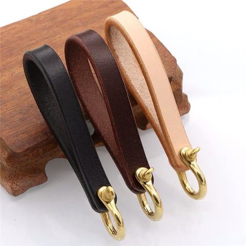 Top-layer Cowhide Leather Hand Wrist Lanyard Key Chain Wear-resistant Keychain Wristlet Strap for Car Remote, Home Key