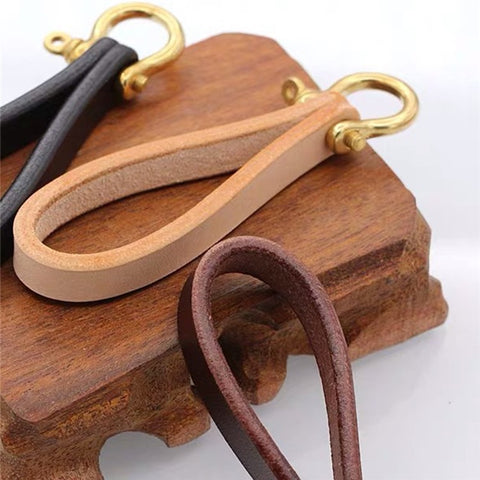 Top-layer Cowhide Leather Hand Wrist Lanyard Key Chain Wear-resistant Keychain Wristlet Strap for Car Remote, Home Key