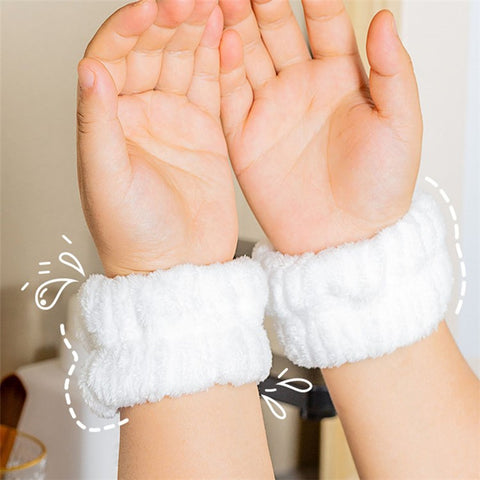 2PCS Water Absorption Wristband for Washing Face, Wrist Bands Towels for Water Flowing Down to Your Arms