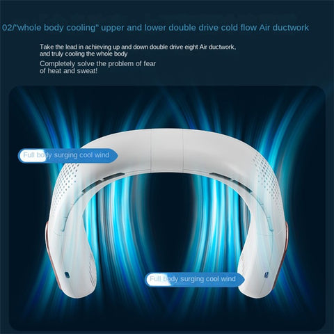 A339 Portable Neck-Mount Cooling Fan LED Digital Display Bladeless Fan Wearable Personal Air Cooler
