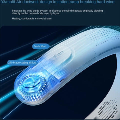 A339 Portable Neck-Mount Cooling Fan LED Digital Display Bladeless Fan Wearable Personal Air Cooler