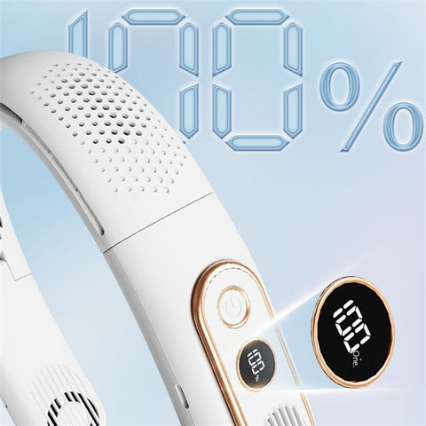 A339 Portable Neck-Mount Cooling Fan LED Digital Display Bladeless Fan Wearable Personal Air Cooler