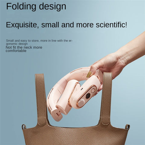A339 Portable Neck-Mount Cooling Fan LED Digital Display Bladeless Fan Wearable Personal Air Cooler