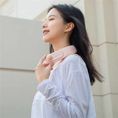 A339 Portable Neck-Mount Cooling Fan LED Digital Display Bladeless Fan Wearable Personal Air Cooler