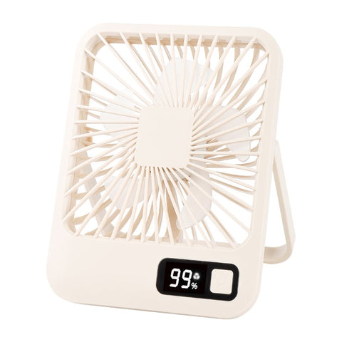 Q3 Digital Display Desk Fan USB Rechargeable 5 Speeds Ultra Thin Mute Cooling Fan (CE Certified)