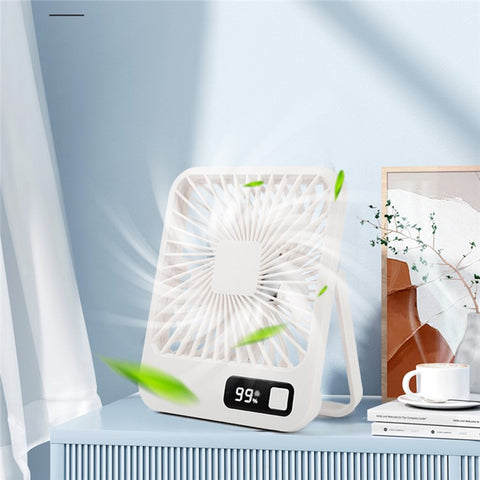 Q3 Digital Display Desk Fan USB Rechargeable 5 Speeds Ultra Thin Mute Cooling Fan (CE Certified)