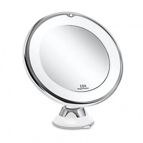 10X Magnification LED Mirror 8-inch Makeup Mirror with Suction Cup Design for Bathroom Dressing Table