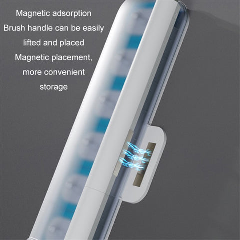 Magnetic Wall Mounted Toilet Brush Set Disposable WC Brush Head Long Handle Toilet Cleaner