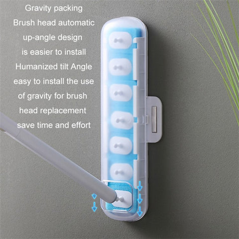 Magnetic Wall Mounted Toilet Brush Set Disposable WC Brush Head Long Handle Toilet Cleaner