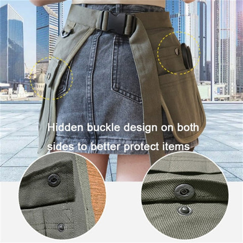 Multi Pockets Cosmetics Gardening Tools Storage Short Apron Waist Buckle Canvas Work Apron