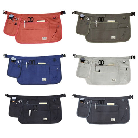 Multi Pockets Cosmetics Gardening Tools Storage Short Apron Waist Buckle Canvas Work Apron