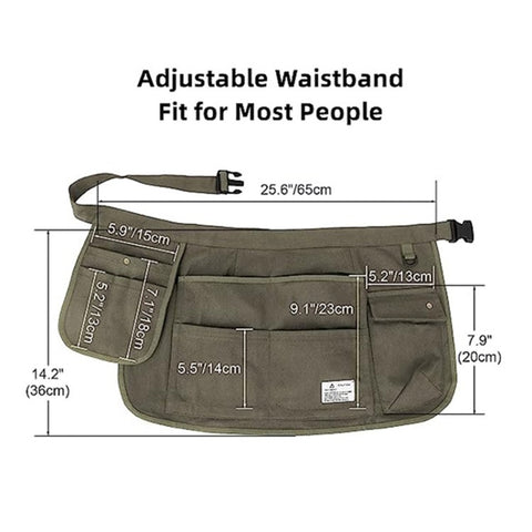 Multi Pockets Cosmetics Gardening Tools Storage Short Apron Waist Buckle Canvas Work Apron