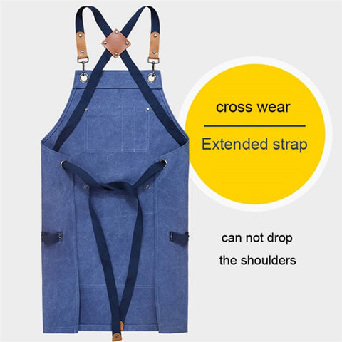 D001 Carpenter Work Apron with Multiple Pockets Gardening Woodworking Waterproof Canvas Apron