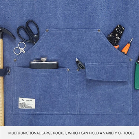 D001 Carpenter Work Apron with Multiple Pockets Gardening Woodworking Waterproof Canvas Apron