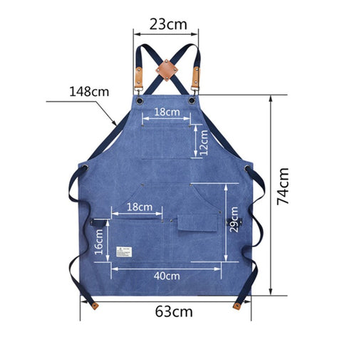 D001 Carpenter Work Apron with Multiple Pockets Gardening Woodworking Waterproof Canvas Apron