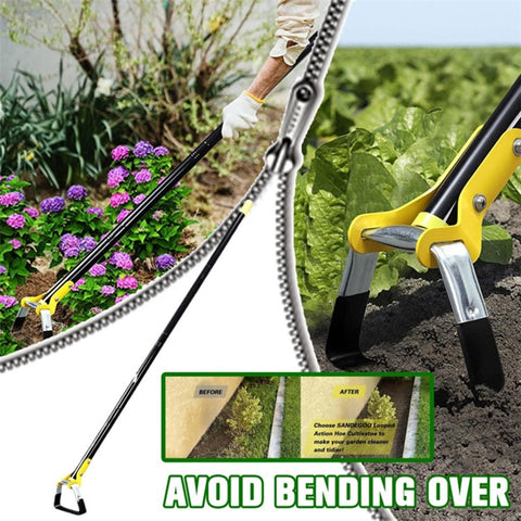 MYL-10 2.4m 6-Section Long Handle Hoe Garden Tool Loop Stirrup Hoe Scuffle Hoe for Weeding Gardening