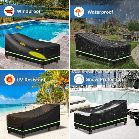 420D Oxford Cloth Outdoor Garden Sunbed Cover Lounger Chair Protective Cover, 200*75*70 / 40cm