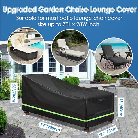 420D Oxford Cloth Outdoor Garden Sunbed Cover Lounger Chair Protective Cover, 200*75*70 / 40cm
