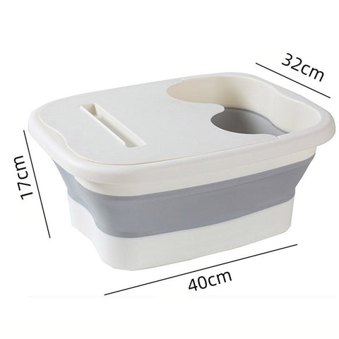 Thickened Silicone Foot Bath Basin Home Foldable Foot Soaking Bucket with Lid