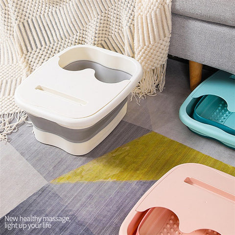Thickened Silicone Foot Bath Basin Home Foldable Foot Soaking Bucket with Lid