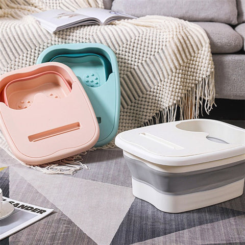 Thickened Silicone Foot Bath Basin Home Foldable Foot Soaking Bucket with Lid