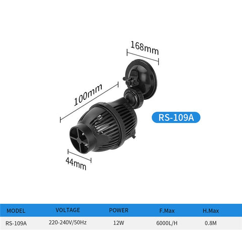 RS-109A 12W 6000L / H Single-head Flow Maker Pump Fish Tank Wave Making Pump, EU Plug