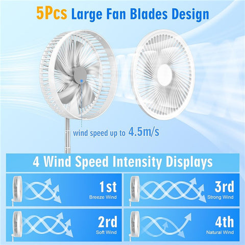 F9 Folding Telescopic Floor Desk Fan 4H Timer 4-Speed Adjustable Remote Control Fan