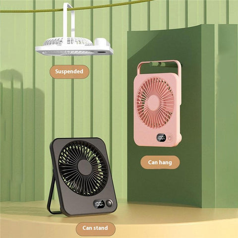 Ultra Thin Desktop Fan Digital Display 5 Speeds Adjustable Cooling Fan with Foldable Stand