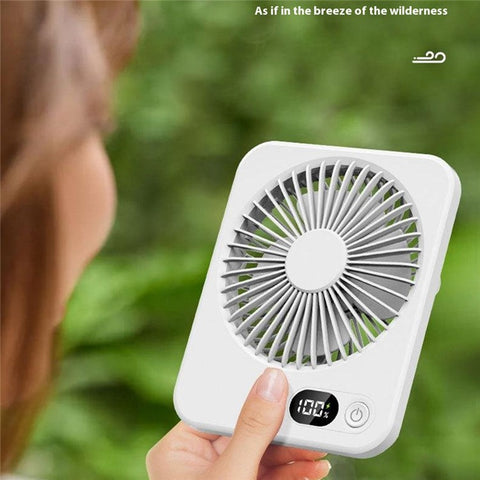 Ultra Thin Desktop Fan Digital Display 5 Speeds Adjustable Cooling Fan with Foldable Stand