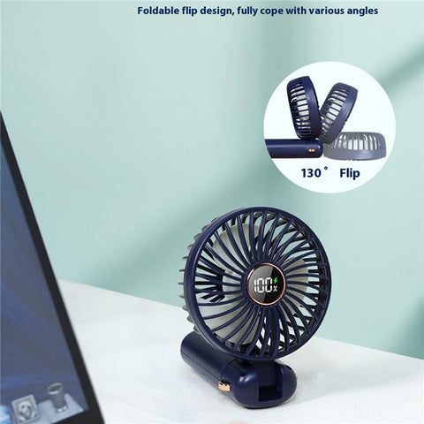 Mini Handheld Fan Foldable Digital Display Rechargeable Electric Fan with Base