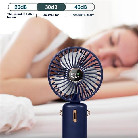 Mini Handheld Fan Foldable Digital Display Rechargeable Electric Fan with Base