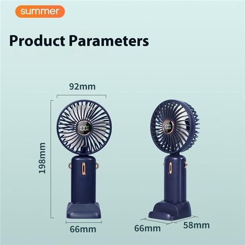 Mini Handheld Fan Foldable Digital Display Rechargeable Electric Fan with Base