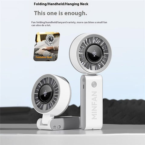 Handheld Digital Display Outdoor Fan 100 Speed Settings Foldable Desk  /  Neck Fan Portable Quiet Cooling Fan