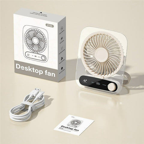 Portable Desk Fan Ultra Thin Rechargeable 3000mAh Handheld Wall Mountable Fan 199 Speed Settings