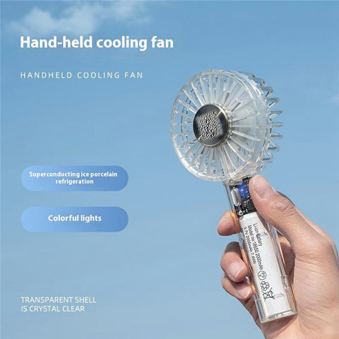 Desktop Mini Fan Portable Handheld Cooler with 3 Speed Settings  /  Colorful Atmosphere Light