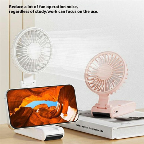 Handheld Ultra Thin Fan Rechargeable Desktop Folding Fan Digital Display Neck Hanging Mini Fan