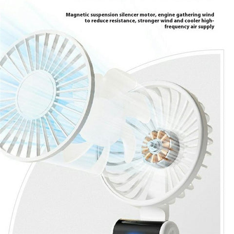 Handheld Ultra Thin Fan Rechargeable Desktop Folding Fan Digital Display Neck Hanging Mini Fan