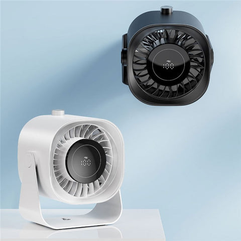 F87 100 Speeds Digital Display Desktop Fan with Stand USB Rechargeable High Speed Turbo Fan