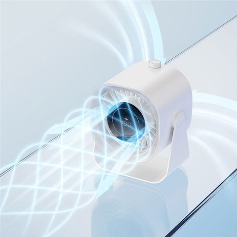 F87 100 Speeds Digital Display Desktop Fan with Stand USB Rechargeable High Speed Turbo Fan