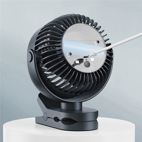 RD23 Clip On Fan Quiet Oscillating Desk Fan USB Rechargeable Air Circulating Electric Fan