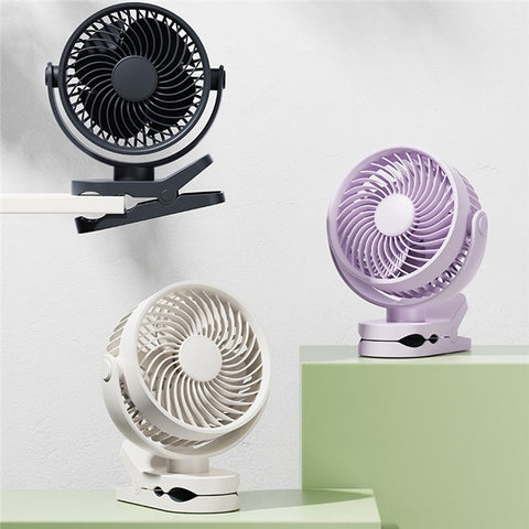 RD23 Clip On Fan Quiet Oscillating Desk Fan USB Rechargeable Air Circulating Electric Fan