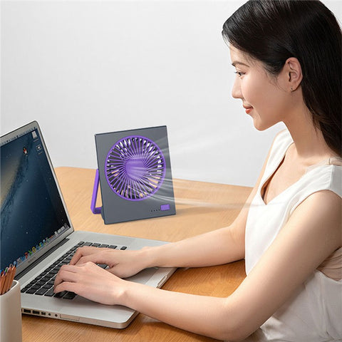 L19 Slim Desk Fan with Foldable Handle 4 Speeds Adjustable Portable Hanging Fan for Bedroom Office
