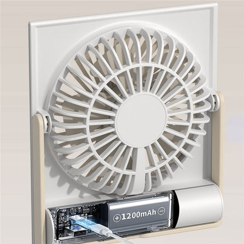 L19 Slim Desk Fan with Foldable Handle 4 Speeds Adjustable Portable Hanging Fan for Bedroom Office