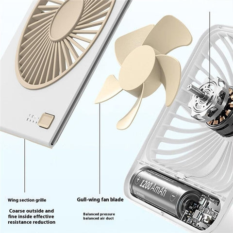 L19 Slim Desk Fan with Foldable Handle 4 Speeds Adjustable Portable Hanging Fan for Bedroom Office