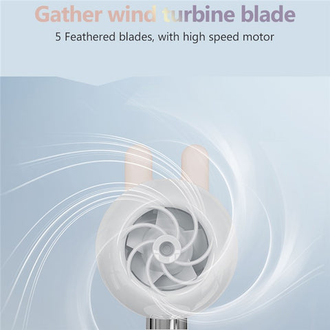 C05 Cute Animal Ears Handheld Mini USB Fan Portable 100 Speeds Desktop Fan for Home Office