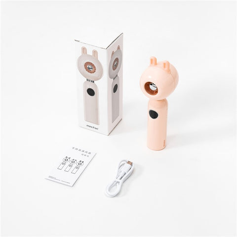 C05 Cute Animal Ears Handheld Mini USB Fan Portable 100 Speeds Desktop Fan for Home Office