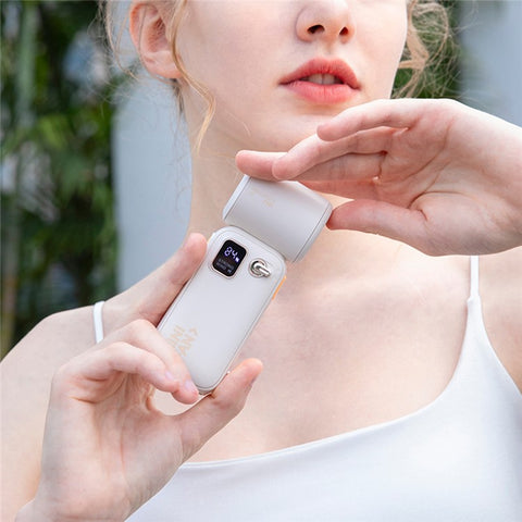 C06 Portable USB Rechargeable Mini Fan High Speed 100 Levels Adjustment Digital Display Handheld Fan