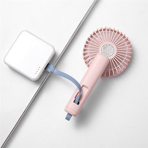 F20 Rotating Pocket Fan Portable Handheld USB Rechargeable 3 Speed Cooling Fan